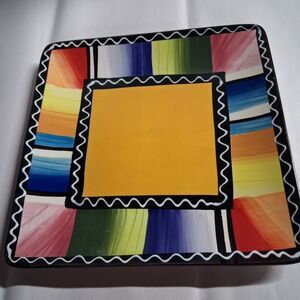 Certified International Nancy Green 1 Square Salad Plate Serape Green 9"